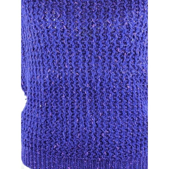 Women's Purple Sleeveless Knit Sweater Top Chunky Weave Pullover Sweater Vest - Picture 5 of 8